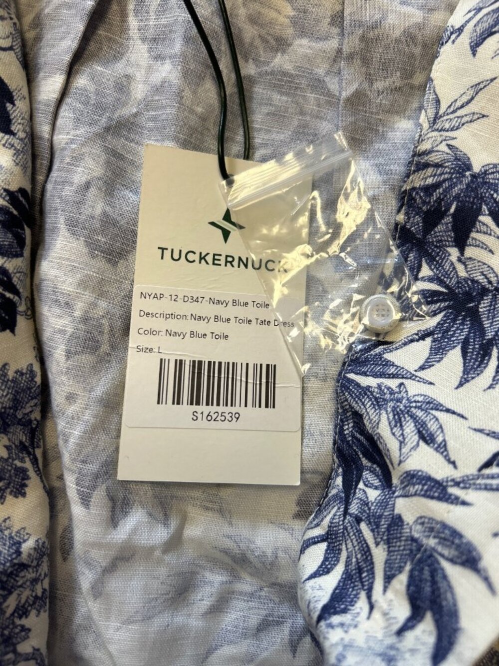 Tuckernuck Toile Tate Dress Navy Blue Toile Size Large NWT - Picture 10 of 10